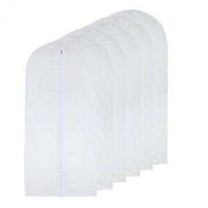 Garment Bags for Hanging Clothes 24x48 Dust Proof Suit Covers Pack of 6 White